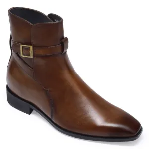 7CM / 2.76 Inches CMR CHAMARIPA Brown Leather Dress Boots - Elevate Your Style with Height-Boosting Men's Boots