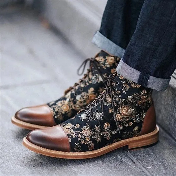 Men's Flat Martin Boots British Style Vintage aAkle Boots Shoes