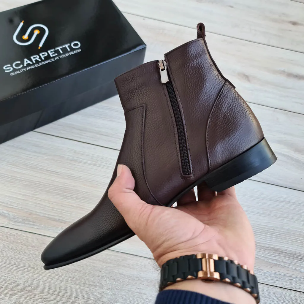 Raphael Tobacco Men's Chelsea Genuine Leather Boots - Leather Sole