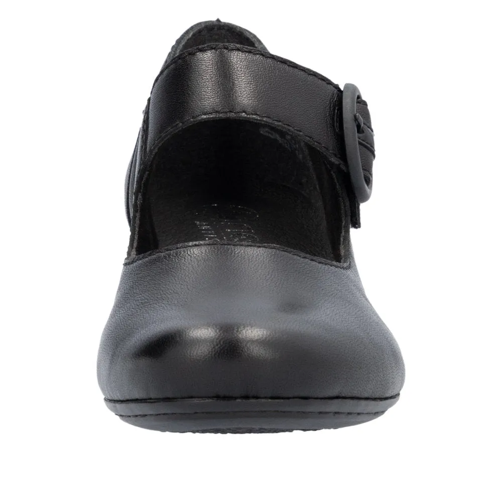 Rieker 41756-00 Ladies Black Leather Buckle Heels