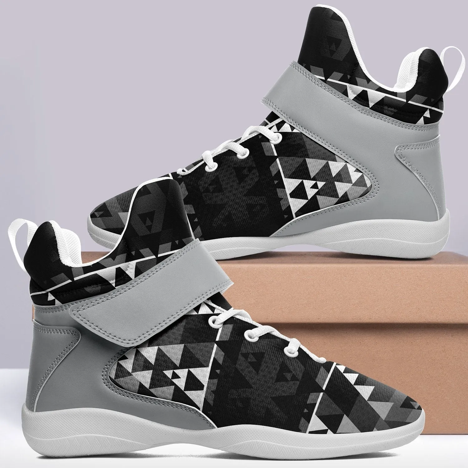 Writing on Stone Black and White Ipottaa Basketball / Sport High Top Shoes
